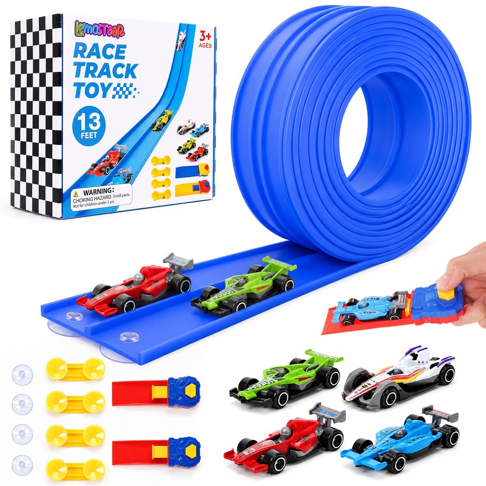 Flexible Race Track Set for Kids: Flex Race Track with 4 Car and 2 Thruster