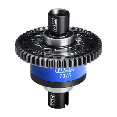 20CrMnTi Steel + 7075 Alloy 51T Center Complete Differential for Traxxas 1/8 4WD Sledge Monster Truck 95076-4 Upgrades - Blue
