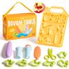 Jar Melo Dough Tool Set, 13 Pcs Farm Dough Tools for Kids Ages 2+, Dough Accessories Includes Cutters, Roller, Safety Scissors, Animal Molds and Veggie Board. Preschool Arts & Crafts Toy view 1