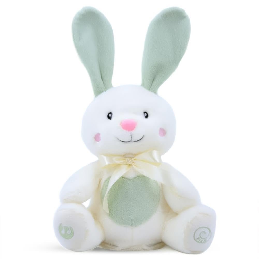 Dimple Mila Peek-a-Boo Bunny Stuffed Animal Interactive Easter Bunny Plush with Singing Songs Easter Basket Stuffer for Toddlers Baby Easter Gift for Kids, Girls & Boys Ages 0+, Mint Green