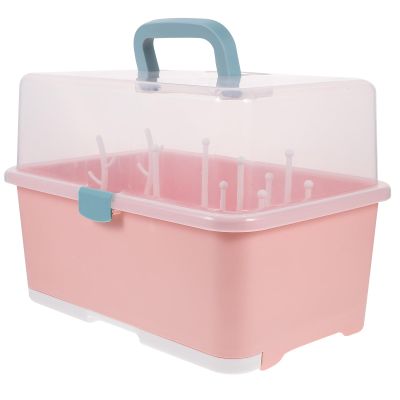 CHICAMPERA Bottle Drying Rack with Lid, Dustproof Bottle Storage Box and Utensil Organizer for Home Kitchen Countertop