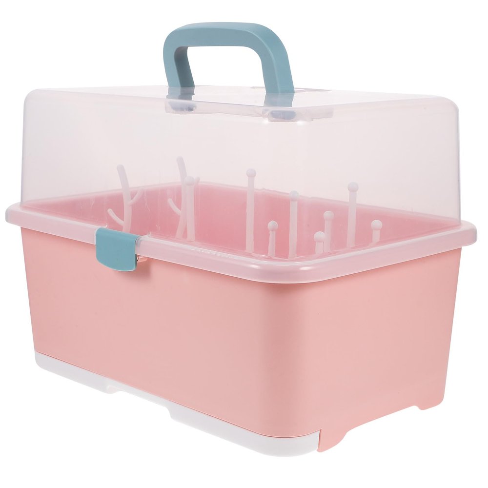 CHICAMPERA Bottle Drying Rack with Lid, Dustproof Bottle Storage Box and Utensil Organizer for Home Kitchen Countertop