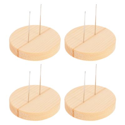 Abaodam 4pcs Wooden Doll Stand Set for Needle Felting and Crochet Dolls with Double Metal Needle Holder on Natural Wood Base Support for Crafting and Collectible Display