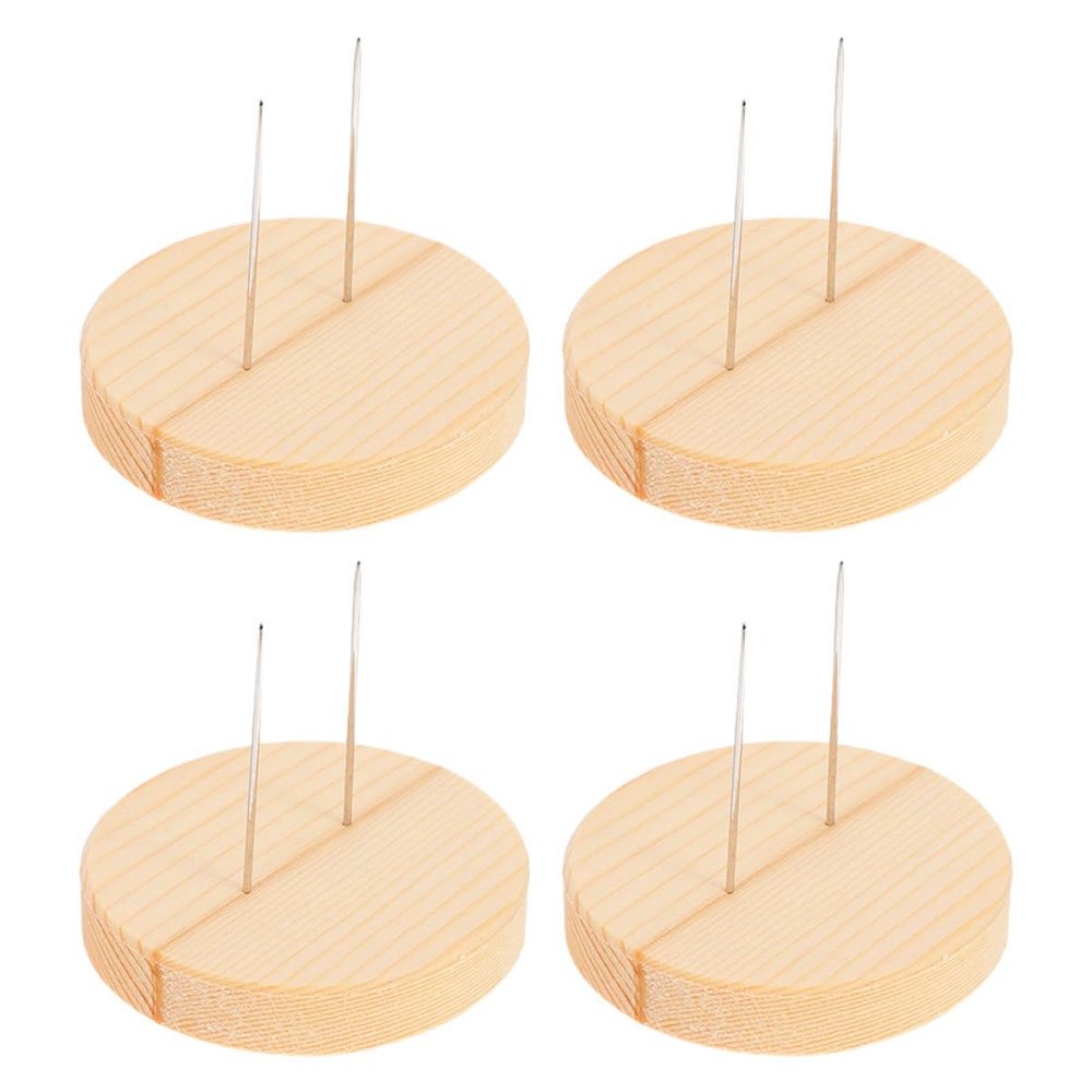 Abaodam 4pcs Wooden Doll Stand Set for Needle Felting and Crochet Dolls with Double Metal Needle Holder on Natural Wood Base Support for Crafting and Collectible Display