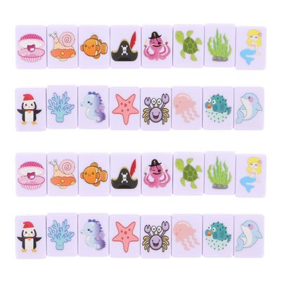 Abaodam Ocean Animal Mahjong Tiles Set for 2 Players, Portable 48-Block Marine Creature Tile Game, Holiday Party for Family and Friends, Coastal Adventure Theme