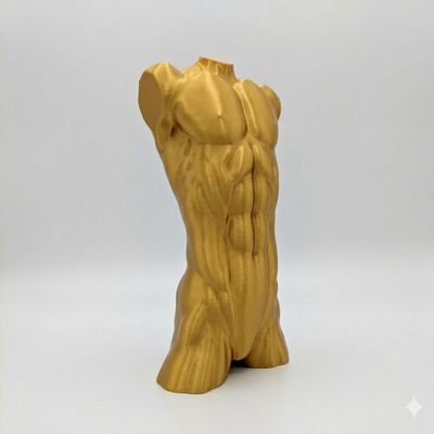 Muscular Man Bodybuilder Bust Statue, Decorative Figurine, Black, Available in Any Color (Gold, 6 inch)
