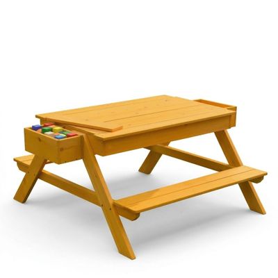 Avenlur Mojave Wooden Picnic & Sand Table for Kids 2-in-1 Outdoor Sensory Play Table with Hidden Sand/Water Compartments, Real Wood Toddler Activity Table with Benches for Backyard Play