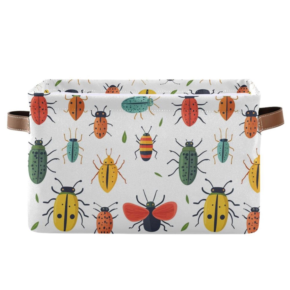 CWUPZAY Cartoon Bugs Cute Storage Basket Canvas Fabric Collapsible Storage Bins Box Organizer Waterproof for Home Bedrooms 1 Pack