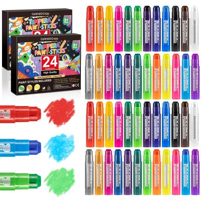 48 Pack Tempera Paint Sticks,24 Colors Washable Paint Sticks for Kids,Non-Toxic,90s Quick Drying, Allergen Free and High Coverage Solid Tempera Paint Stick,Ideal Gifts for Kids and Toddlers