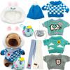 11Pcs Capybara Plush Toy, Capybara Stuffed Animal with 10 Clothes and Accessories, 10 inch Super Soft Capybara Toys for Kids Girls Boys, Role Play Dress Up Gifts (Blue) view 1