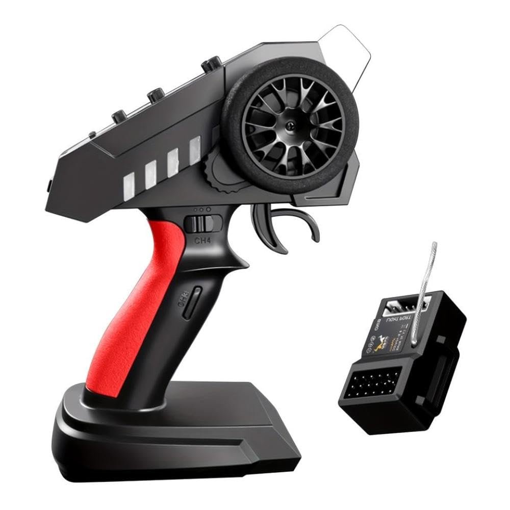 6CH 2.4GHz RC Car Controller Digital Remote Control Transmitter with Receiver Compatible with 1/8 1/10 1/12 1/14 1/16 Scale RC Cars and Boats