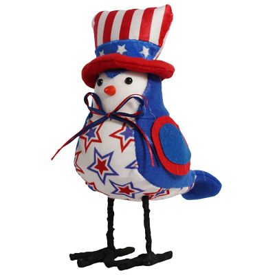 2Pcs Patriotic Bird Figurine 4th of July & Memorial Day Decorations, Independence Day Bird Decor, Featherly Friends Plush for Tiered Tray, American Flag Theme Home & Table Decor (A)