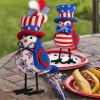 2Pcs Patriotic Bird Figurine 4th of July & Memorial Day Decorations, Independence Day Bird Decor, Featherly Friends Plush for Tiered Tray, American Flag Theme Home & Table Decor (A) view 4