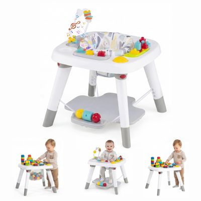 HONEY JOY Baby Bouncer Activity Center, 6-in-1 Infant Jumper & Standing Play Table w/ 360 Rotary Seat, 5 Toys, 3 Adjustable Heights, Music & Sounds, Activity Center for Babies(Gray)