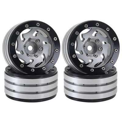 4PCS 1.9" Metal Beadlock Wheel Hubs with Hole Design Compatible with, TRX6, Yikong, and 1/10 Scale RC Crawlers(Silver)