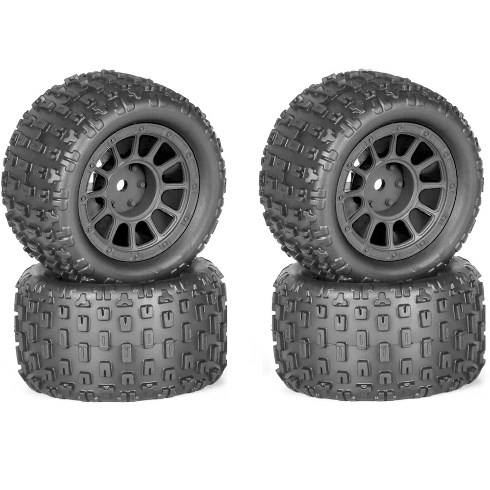 Rc Upgrade Components For Arrma For Granite For Grom For Typhon For Grom 1/18 4pcs 74mm Rubber Tire Tyre 12mm Hex RC Car Upgrade Parts Accessories(Black)