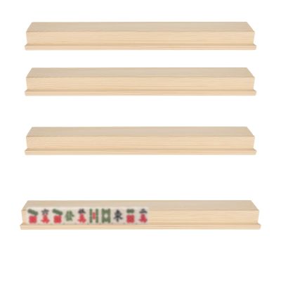 4pcs Wooden Mahjong Racks with Pushers, 17.32in/44cm Wood American Mah Jong Tile Rack Holder Set All-in-One Tile Rack & Pusher Combo Modern Table Game Accessories for Home Club Use