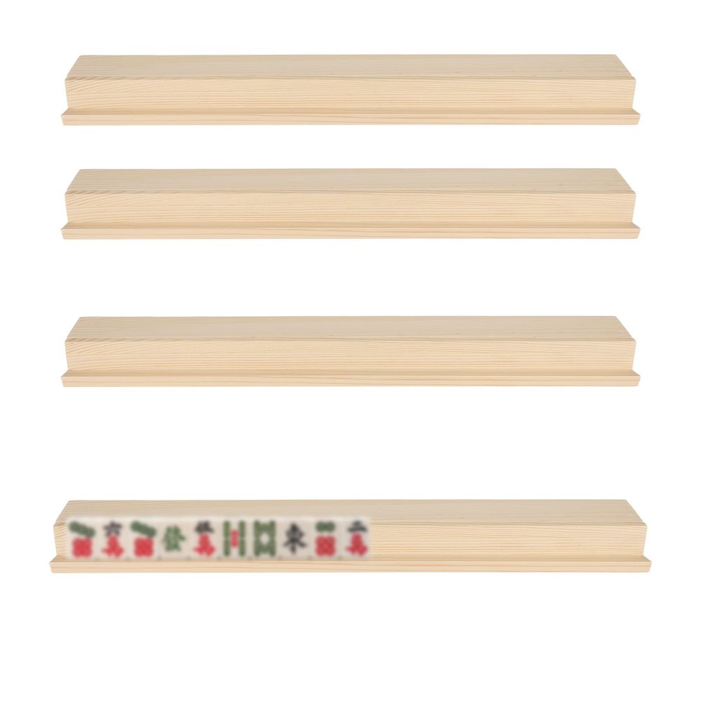 4pcs Wooden Mahjong Racks with Pushers, 17.32in/44cm Wood American Mah Jong Tile Rack Holder Set All-in-One Tile Rack & Pusher Combo Modern Table Game Accessories for Home Club Use