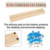 4pcs Wooden Mahjong Racks with Pushers, 17.32in/44cm Wood American Mah Jong Tile Rack Holder Set All-in-One Tile Rack & Pusher Combo Modern Table Game Accessories for Home Club Use view 4