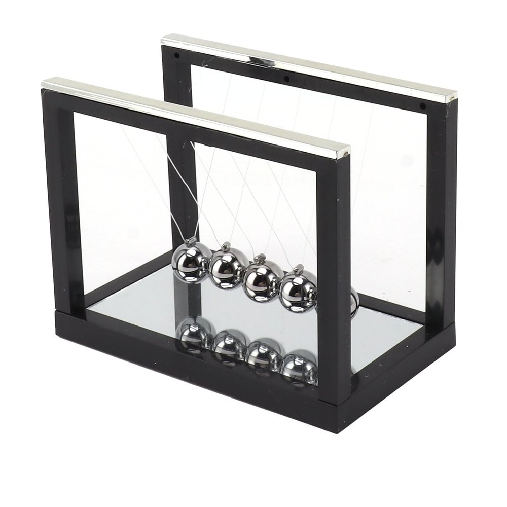 DAN&DRE Stress Relief Desktop Decoration Toy, Newton Cradle Balance Balls, Stainless Steel with Mirror Base