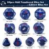 10 Pieces Odd Numbered Polyhedral Dice Set D3-D25, Odd Number Dice D3, D5, D7, D9, D11, D13, D15, D17, D19, D25 for Role Playing Table Games (Glitter Blue Set) view 2