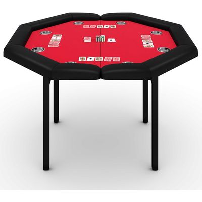 TrailBlaze 48" Octagon Folding Poker Table for 8 Players Portable Casino Game Table with Padded Rails, Stainless Steel Cup Holders, Durable Collapsible Metal Legs Ideal for Texas Hold'em &