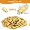 100PCS Tiny Fake Gold Bar for Crafts and Dollhouse Miniatures, Shiny Novelty Item for Fairy Garden, Micro Landscaping, Christmas, and Chinese New Year Decorations view 2