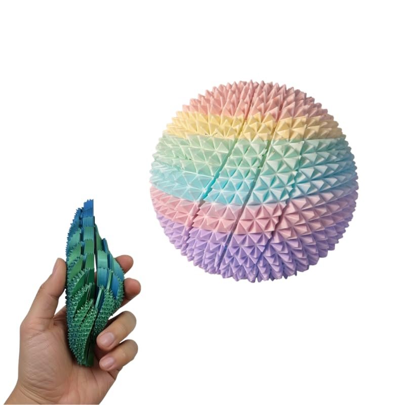 3D Printed Spiky Sensory Orb,Anxiety Relief Fidget Toy for Adults,Stress Ball Desk Toy with Twisting Spiral Design,Birthday Party Gift,Specks Fidget Ouchies Pain Stim (Rainbow Random, Large Size)