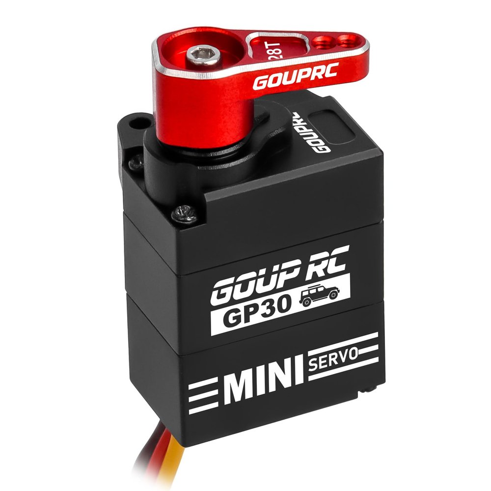 GOUP RC GP30 Mini RC Servo for SCX30 Axial 1/30 RC Crawler Upgrades with 28T Aluminum Servo Horn