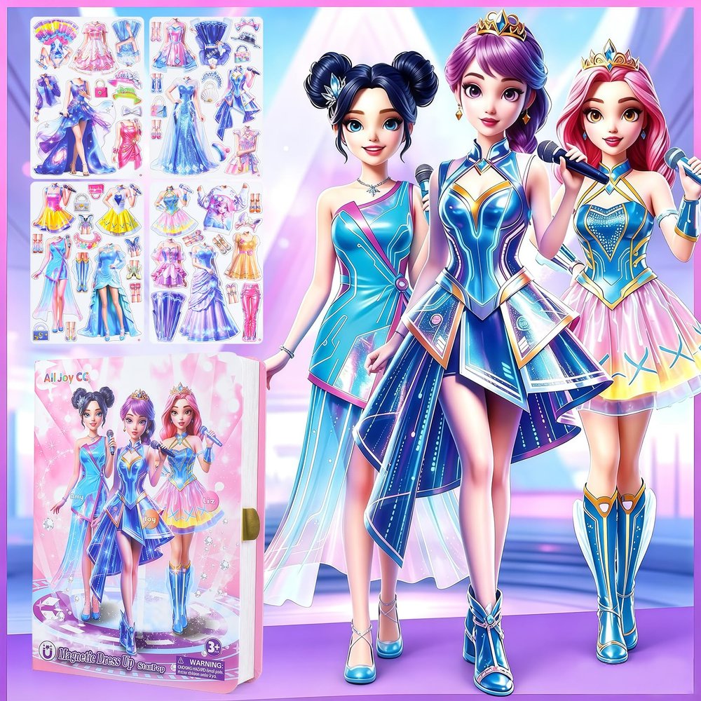 PainZieteg Magnetic Dress Up Dolls,Paper Dolls for Girls, Kids DIY Princess Magnetic Dress-Up Doll for Girl Birthday (Dress Up Box)