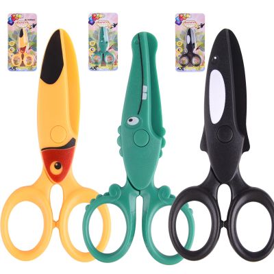 ASTARON 3 Pcs Kids Safety Scissors, Cute Toucan Bird/Dolphin/Crocodile Kids Preschool Training Scissors, Art Craft Plastic Scissors for School Supplies and Scrapbooking Supplies