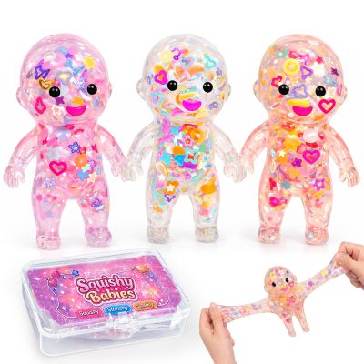 3 Pcs Mini Baby Squishy Glitter Slow Rising Sugar Squishy Babies Sensory Fidget Toy for Stress Relief Soft Cute Squeeze Desk Decor Gift