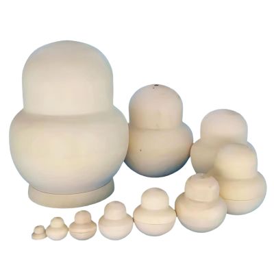 ordinarYone Blanks Wooden Shape Russian Nesting Dolls Unpainted Matryoshka Dolls Set 10Pcs for Toy Parent Time