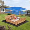 ActiveTrail Large Wooden Kids Sand Box with Cover, Outdoor Kids Sandbox with Adjustable Canopy and 2 Foldable Bench Seats, Solid Fir Wood Sand Pit for Backyard Garden, Beach Patio Outdoor (47x47Inch) view 2