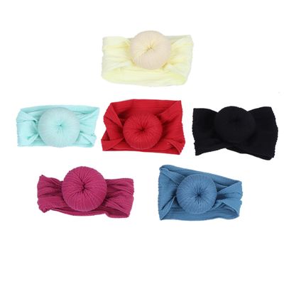 Hohopeti 6pcs Donut Ball Headband and Knotted Head Wraps Set for Babies, Soft Elastic Hair Bows in 6 Colors for Newborns and Early Childhood Hair Care