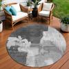 HomeRoots 609168 8 ft. Gray & Smoky Black Round Abstract Washable Indoor & Outdoor Area Rug view 1