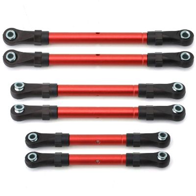 RC Repairs Models For Traxxas For Slash For Hoss For Rustler For Stampede 4x4 1/10 Metal Turnbuckles Pull Rod Link Rod Steering Rod Set RC Car Parts(Red)