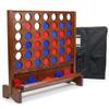 Giant Wooden 4 in A Row Game with Folding Catch Tray, Wall-Mountable or Ground Play, Indoor Outdoor & Backyard Game, Includes Carry Case and Detachable Legs view 1