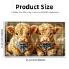LROTFNGX for MTG Playmat TCG Card Game Mat with Game Zone Stitched Edges,Board Game Mats Non-Slip Waterproof Rubber Base 24 x 14 inch for CCG RPG Trading Card,Cute Calves with Bowties view 2