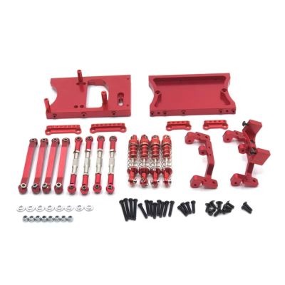 RC Automobiles Parts For MN For MN99S D90 D91 1/12 Metal Chassis Pull Rods Servo Fixed Mount Bracket Shock Absorber RC Car Upgrade Replacements Parts(Red)