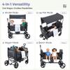 MOMFANN Wagon Stroller for 2 Kids, All-Terrain Foldable Baby Wagon with Adjustable Push & Pull Handle, 5-Point Harness, Removable Canopy, Footwell & Large Storage Bag-Gray view 4