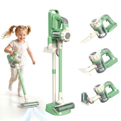 VARANO 3-in-1 Kids Vacuum that Really Works - Toddler Toy Vacuum with Storage Stand & Real Suction - Montessori Cleaning Toy for Boys & Girls Ages 3+ (Green)