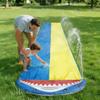 17FT Cartoon Shark Inflatable Water Slide, Dual Lane Slip and Slide with Splash Pool, Blue and Yellow,PVC Outdoor Lawn Water Toy for Kids Ages 8+ view 4