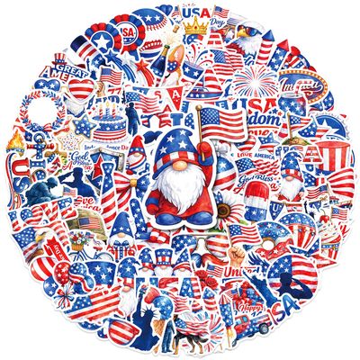 100 Pcs 4th of July Patriotic Stickers-Independence Day Waterproof Vinyl Decals, Holiday Sticker Decorations for Laptop, Water Bottle, Skateboard, Luggage, Helmet, Scrapbook