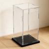 24 28 31 in Tall Transparent Acrylic Display Box, Stackable Action Figure Display Case, Removable Alternative Glass Showcase, Easy to Assemble(Black,25x25x55cm/10x10x22in) view 1