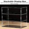 24 28 31 in Tall Transparent Acrylic Display Box, Stackable Action Figure Display Case, Removable Alternative Glass Showcase, Easy to Assemble(Black,25x25x55cm/10x10x22in) view 4
