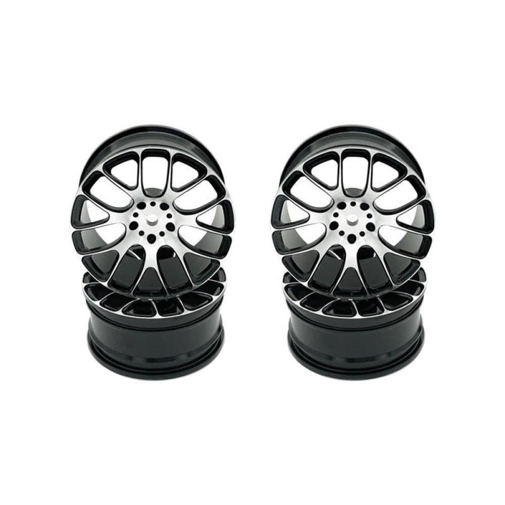 4PCS 52x26MM Aluminum Wheel Rims Compatible with 1 10 Scale RC Drift On Road Racing Car Models Like TT02 MN86K(Black)