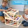 Wooden Display Case For Hot Wheels & Matchbox, 3-Level Large Capacity 1/64 Scale Matchbox Hot Wheels Toy Car Display Case Parking Garage With Ramp Diy Scale Diecast Toy Car Storage Box For 50 Toy Cars view 4