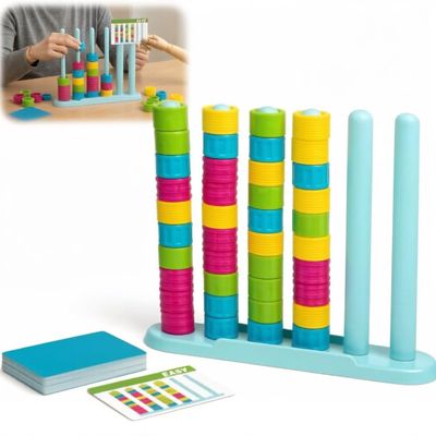 INQUADR Color Match Challenge Game,Family Board Game - Quick Thinking Stacking Challenge, Travel-Friendly Color Line and Game Tower Stack Party Game