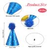 10PCS Glitter Mini Party Hats for Stuffed Animals, Colorful Mini Party Hats with Sequins and Pom-poms, Multicolor Sequins Cone Hat, Adjustable Birthday Hat for Dog, Cat, Doll, Rabbit, Puppy and Kitten view 2